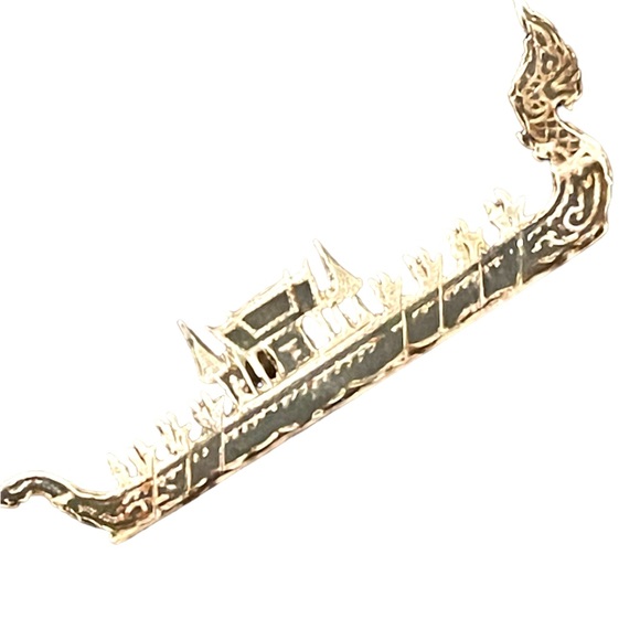 Stunning Antique Sterling Silver 925 Rare Siam Dragon Boat brooch black enamel - Picture 3 of 11
